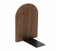 Fenteer Beech Bookend Wooden Metal Organizer Desk Shelf With Compact Upright Panel and Sturdy Metal Support for home bookshelf office desk reading, Large, Walnut Wood, Round Head