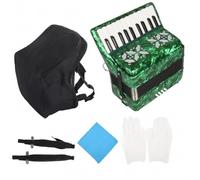 Fenteer Beginner Accordion Piano Accordion Musical Instrument Button Accordion Student Accordion With Portable Design at 31x29.5x14cm and Approx 3020g Suitable for practice lessons travel, Green