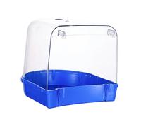 Fenteer Bird Bath for Cage Bird Bathtub Box Clear Accessory Spacious Bathing Tub Hanging Birdbath Toy for Lovebirds Canary Budgerigar, Blue