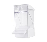 Fenteer Bird Feeder Parrot Feeder, Portable Pull Out Bottom Tray Food Dispenser, Food Container for Parakeets, Cockatoo, Parrot, white