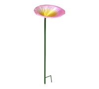 Fenteer Bird Feeder Station Bee Watering Station Decorative Iron Garden Decor Ground Stake Feeder for Lawn Backyard Courtyard Patio, Pink