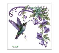 Fenteer Birds Flower Wall Decal Hummingbird Decal Self Sticky School Waterproof Bedroom Restroom Home Art Decor Room Wall Sticker