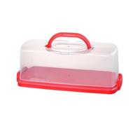 Fenteer Cake Container Bread Box Transparent Lid Multipurpose Keeper Food Storing Cake Carrier for Shower Camping Picnic Kitchen, Red