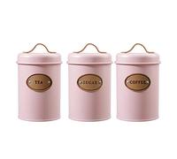 Fenteer Canister Set for Kitchen Counter, Kitchen for the coffee and tea Sugar Storage, Set of 3, with Handles, Pink