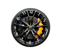 Fenteer Car Wheel Wall Clock Silent Non Ticking Modern Battery Operated Round Clock Easy to Read Acrylic with 2D Car Wheel Hub Design Decorative for Kitchen Office Indoor, 25cm