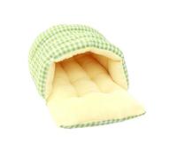 Fenteer Cat Bed Hideaway Winter Protection Comfortable Soft Thickened Nest Removable Cat Cave Bed Pet House for Kitten Cats Resting, Green Grid