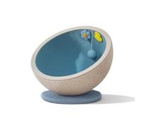 Fenteer Cat Climbing Structure Cat Scratcher Cat Bed with cozy bowl bed and striped scratch wrap soft teddy velvet arched top toy sturdy