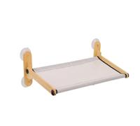 Fenteer Cat Hanging Bed Window Perch Hammock Lounger Nest With Wood Frame Iron Tube And Mesh Space Saving Mount And Secure Fasteners suitable for glass compact rooms studios