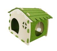 Fenteer Cat House Sleeping Indoor Use Sturdy Scratch Resistance with Interactive Ball for Small to Large Sized Cats and Rabbits, Green
