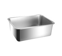 Fenteer Cat Litter Box Litter Tray Stainless Steel Sturdy High Sided Bedpan Non Stick Splashproof Pet Supplies Sand Basin Cat Toilet, Height 15cm