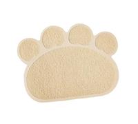 Fenteer Cat Litter Boxes Mat Dog Feeding Bowl Mat Non Slip Multipurpose Paw Shape Pet Cat Feeding Mat for Kitten Less Waste Easy Clean, Beige