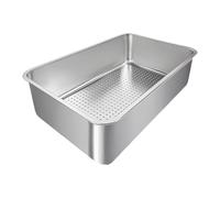 Fenteer Cat Litter Tray for Indoor Cats Sandbox Stainless Steel High Sided with Sifter Bedpan Pet Supplies Pet Litter Tray Cat Toilet, D
