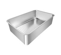 Fenteer Cat Litter Tray for Indoor Cats Sandbox Stainless Steel High Sided with Sifter Bedpan Pet Supplies Pet Litter Tray Cat Toilet, B