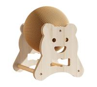 Fenteer Cat Scratching Ball Wood Scratcher Interactive Pet Enrichment Toy Scratch Board Cat Scratcher Ball for Puppy Rabbits Kittens, Bear Large