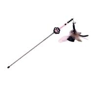 Fenteer Cat Teaser Toy Play Rod Anti Slip Handle Funny Flexible Sturdy Cat Toy Interactive for Chasing Pounce Flip Training Jump, black