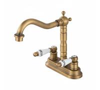 Fenteer Ceramic Basin Faucet Traditional Tap Sink Mixer with Swivel Spout Copper Body Two Handle Temperature and Control Aerated Water Stream Suitable for ensuite Updates, Ceramic Style