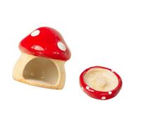 Fenteer Ceramic Hamster House Hamster Hideout Creative with Feeding Bowl Shaped for Small Animals Guinea Pig Squirrels Rats, Red