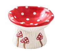Fenteer Ceramic Raised Cat Food Bowl, Cute Pet Dish, Anti Vomit,Anti Slip for Indoor Cats Mushroom Shape Feeder for Kitten Puppy Cat, Water Bowl