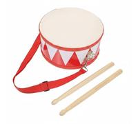 Fenteer Children Percussion Drum Double Sided Hand Waist Rhythm Toy With Drumsticks And Strap Solid Wood Design For Confidence Building, Red And White