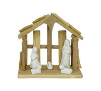 Fenteer Christmas Manger Scene Empty Nativity Stable Lightweight Nativity Scene Christmas Crib Nativity Set Xmas Gift for Collector with Vivid Details Resin Craft Home Decor (Style B)