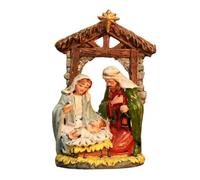 Fenteer Christmas Nativity Scene Figurine Resin Sculpture Manger House Display DIY Decorative Xmas Statue Figure for Fireplace Office, Style A
