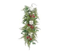 Fenteer Christmas Teardrop Swag Front Door Wreath Christmas Decorations for Stairs Staircase Decorations Backdrop Garland Artificial Wreath for Thanksgiving Day Wedding Xmas Decor (Style B)