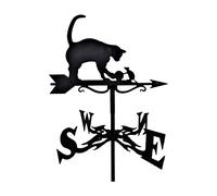 Fenteer Classic European weathervane Scene Garden Stake Weather Vane Wind Direction Indicator, Cat and Rat, 35x75cm