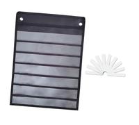 Fenteer Classroom Pocket Chart 7 Rows with 10 Dry Eraser Cards Accessories Learning Tool for Students Words Number Home Grammar Cards, Black