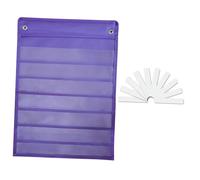 Fenteer Classroom Pocket Chart 7 Rows with 10 Dry Eraser Cards Accessories Learning Tool for Students Words Number Home Grammar Cards, Purple