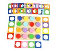 Fenteer Color Matching Game Toddler Wooden Stacking Blocks Cognitive Recognition with Cards Early Educational for Boys Girls Children