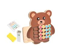 Fenteer Color Matching Slide Puzzle Toy Preschool Activities Busy Board Wooden Color Sorter for Boys Girls 3+ Years Old, Bear
