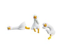 Fenteer Computer Figurines White Goose Creative for Home Office Desk Car Interior Accessories Mini Animal Statues Decorations, 3pcs Set