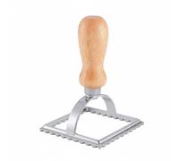 Fenteer Cookie Cutter Dumpling Maker Tool Pastry Cutter Ravioli Stamp Biscuit with Heavy Duty Zinc Alloy and Smooth Wood Handle for Cutting Cookies and, Square