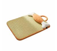 Fenteer Cooling Floor Pad Pet Cooling Mat Bed Cushion With Rattan Woven Surface Breathable Mesh Quick Dry Easy Care Scratch Resistant Suitable for Cats Dogs Home Crates Floor, 65 45cm, Bone Mat
