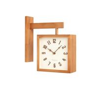 Fenteer Corner Wall Clock Timepiece Simple Sturdy Home Decoration Decorative Art Clock Double Sided for Household Bedroom Dining Room, light brown