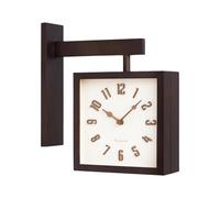 Fenteer Corner Wall Clock Timepiece Simple Sturdy Home Decoration Decorative Art Clock Double Sided for Household Bedroom Dining Room, dark brown