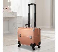 Fenteer Cosmetic Technician Case Professional Trolley Makeup Organizer with Hard Shell Body Telescopic Pull Handle and Smooth for on the go Work Travel Salon Jobs