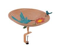 Fenteer Deck Mounted Bird Bath Iron Birdfeeder Easy to Clean Versatile Hummingbird Birdbath Bowl Bird Watcher Gifts for Outdoor Lawn