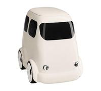 Fenteer Decorative Bus Style Garbage Container with Secure Lid for Household Use Mobile Rolling Stand Glossy Exterior Suitable for Living Room Bedroom Playroom, White