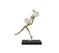 Fenteer Decorative Figurine Metal Abstract Figure Sculpture Human Statue Ornament With Rectangular Base And Crystal Accents Modern Art Decor Suitable for, A-style Gold Crystal Ball Electroplated