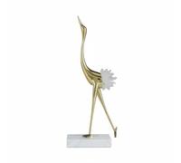 Fenteer Decorative Home Statue Crane Figurine Sculpture Ornament Featuring Marble Base And Crystal Detail For A Polished Modern Touch Suitable for living room, A 14-8-36cm