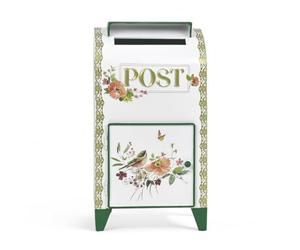 Fenteer Decorative Mailbox Vintage Post Box Standing Letterbox Freestanding Mail Collector Upright Postbox Iron Build With Front Access Door Raised Post