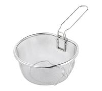 Fenteer Deep Frying Basket Mesh Strainer Stainless Steel Multifunctional with Folding Handle Noodle Strainer for Pasta Frying Camping, Diameter 17.8cm