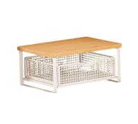 Fenteer Desktop Printer Stand Storage Organizer Multipurpose Space Saving Rustic Microwave Rack Small Printer Table for Tabletop Dorm, Style A