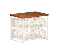 Fenteer Desktop Printer Stand Storage Organizer Multipurpose Space Saving Rustic Microwave Rack Small Printer Table for Tabletop Dorm, Style F