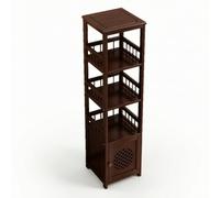 Fenteer Display Shelf Multi Tier Storage Rack Cabinet with Closed Base Bamboo Wood Frame Open Shelves with Rails Suitable for Living Room Tea Area Hallway Studio