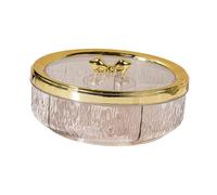 Fenteer Divided Serving Tray Snack Platter Rotating 6 Compartments Dustproof Nuts Storage Platter Dessert Plate for Home Living Room, Golden Bow