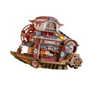 Fenteer DIY Miniature Dollhouse Kit Sushi Boat Making Kits, Ornaments Mini Diorama Building Kit for Teens Family Kids Boy Girls
