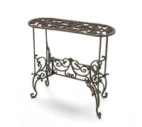 Fenteer Double Layer Display Rack Two Tier Plant Stand Metal Plant Shelf Wrought Iron Design With Elegant Scroll Accents Suitable for balconies patios sunrooms indoor corners
