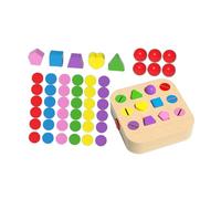 Fenteer Early Educational Toys Birthday Gift for Fine Motor Skills Cognitive Wooden Colorful Blocks Color Shape Sorter for Boys Girls